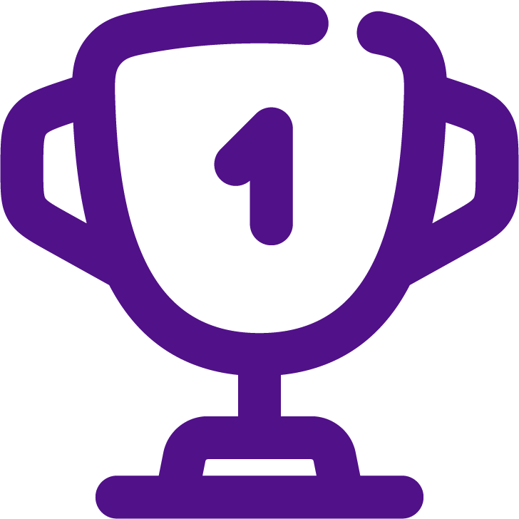 Ícone de troféu de 1º lugar, simbolizando o sucesso e o melhor posicionamento alcançado com a otimização de sites.